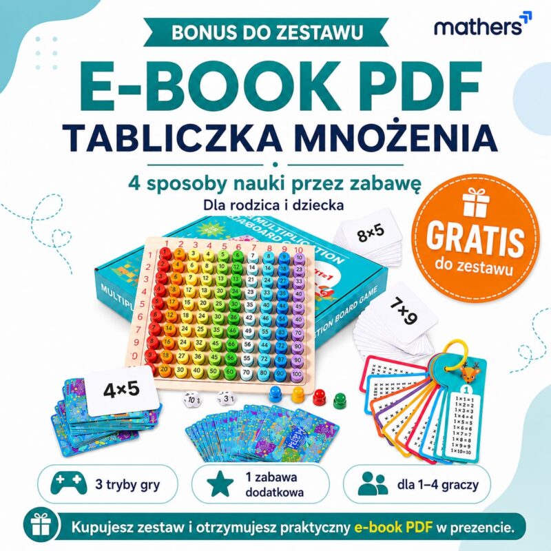E-book z instrukcją i 4 sposobami zabawy tabliczką mnożenia