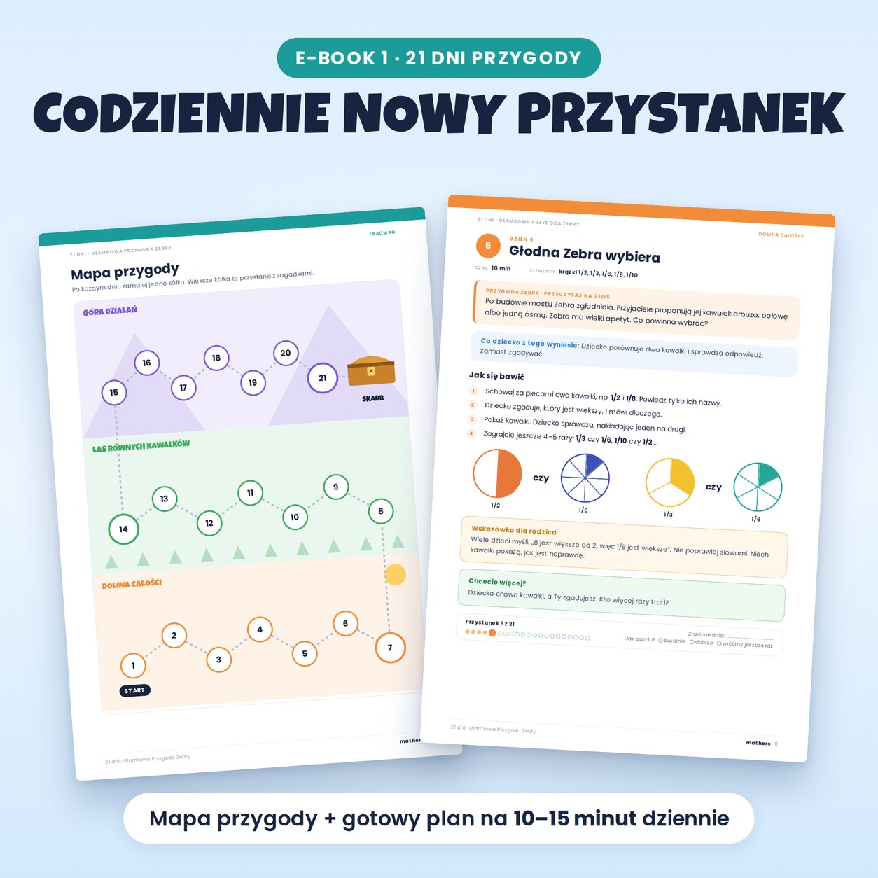 21 dni: Ułamkowa Przygoda Zebry – przykładowe strony