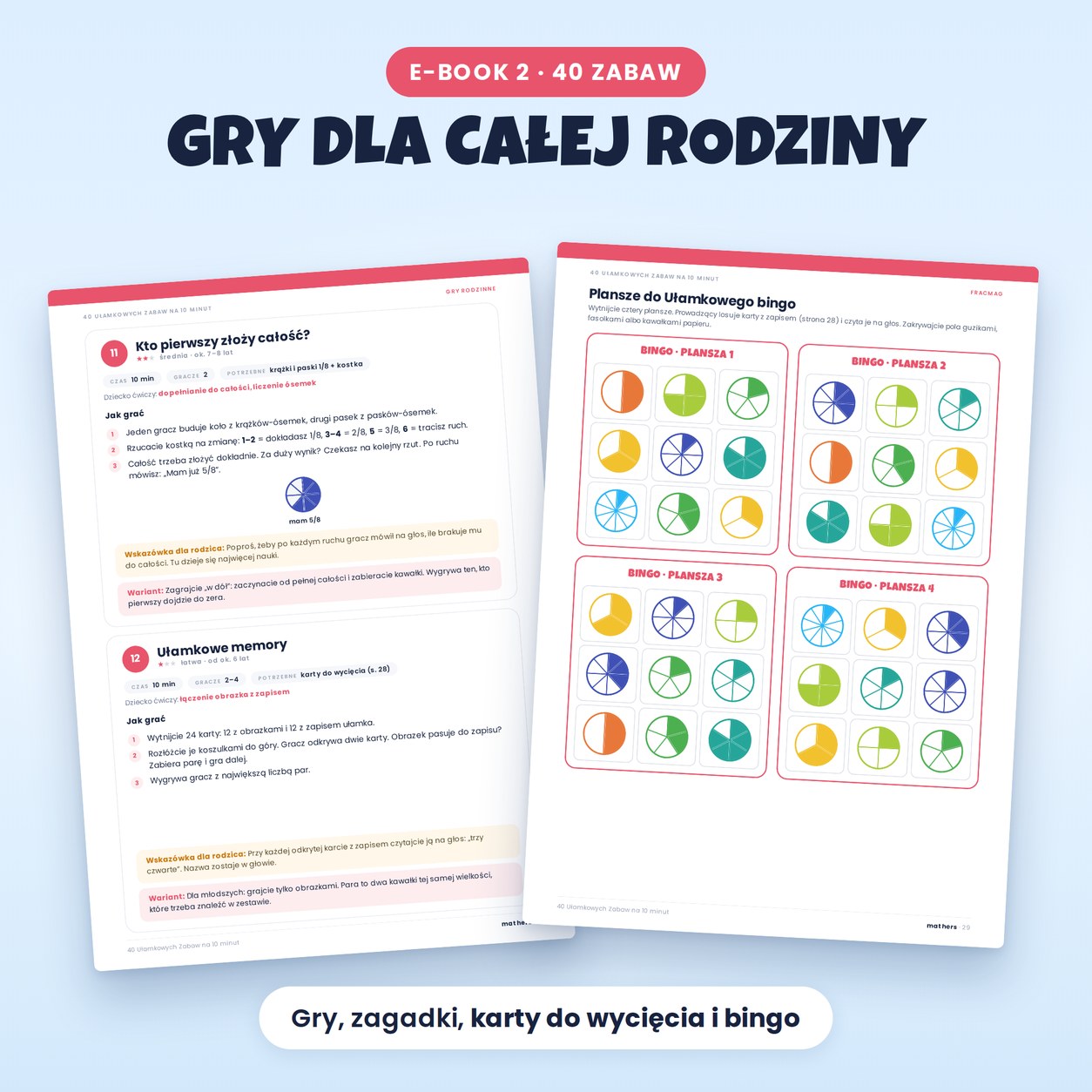 40 Ułamkowych Zabaw – przykładowe strony