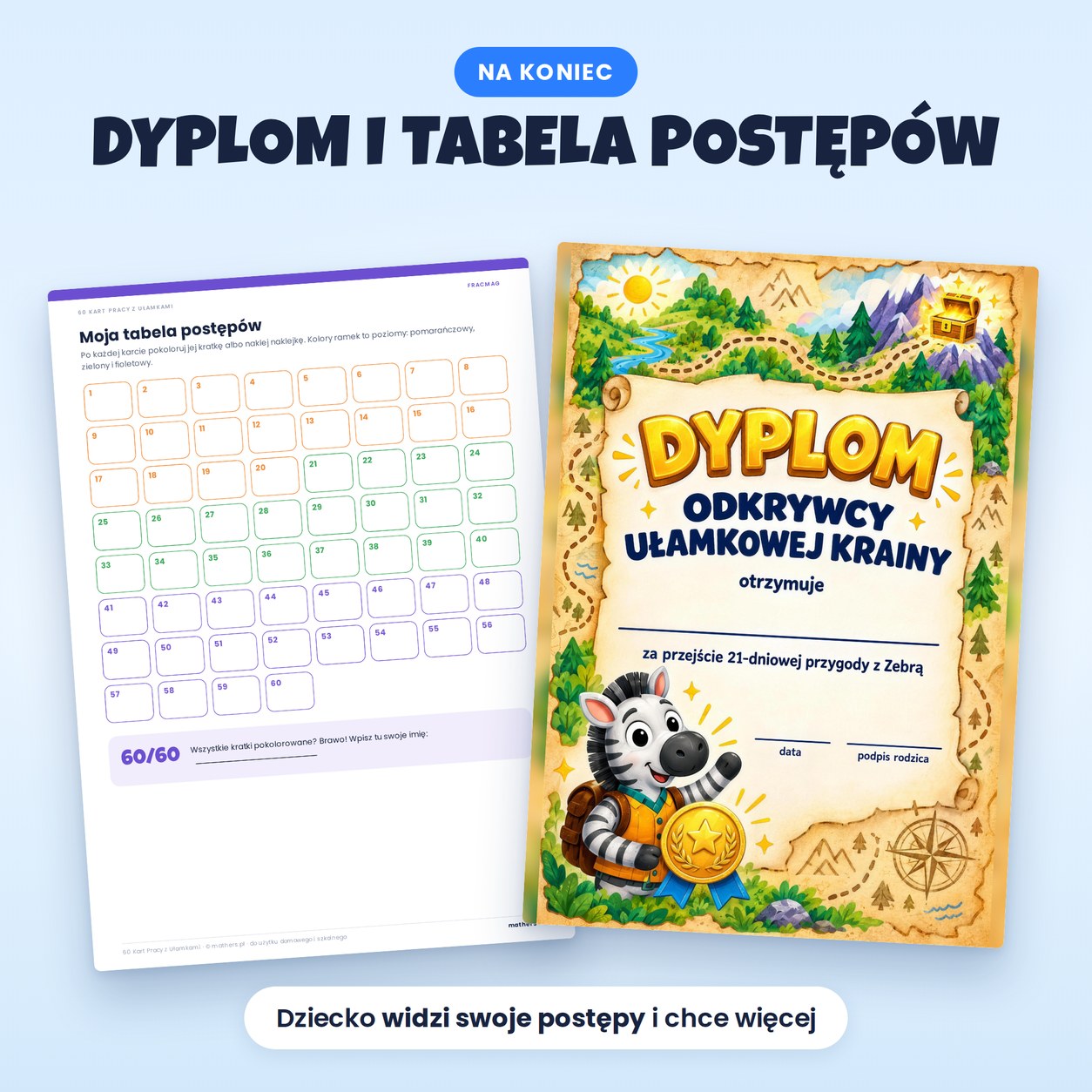 Dyplom i tabela postępów